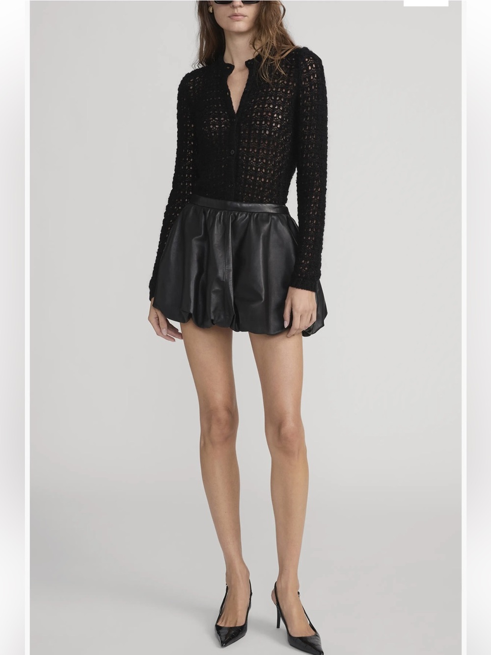 Sandro Black Open-Knit Button Down Cardigan Sweater Size 1